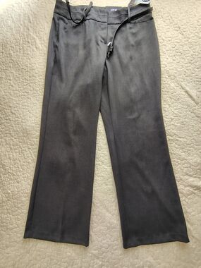 NWT Apt. 9 Mid Rise Straight Leg Trouser Dress Pants Belted Gray Size 16